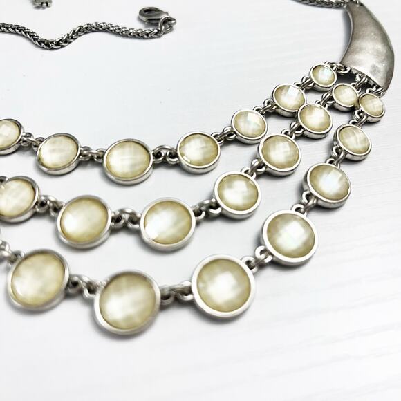 Lucky Brand 3-Strand Citrine Stone Reversible Statement Necklace - Picture 3 of 9